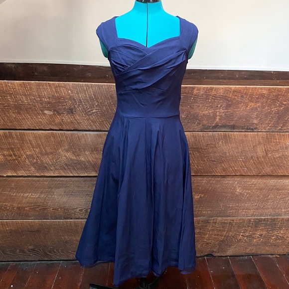 MUXXN Retro 50’s Bombshell Pinup Full Skirted Rockabilly Swing Dance Dress - Picture 4 of 15